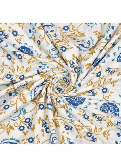 BLOCKS OF INDIA BLOCKS OF INDIA Hand Block Printed Cotton Single Size Reversible Malmal Dohar for Summer Blue Jaal  - Image 4