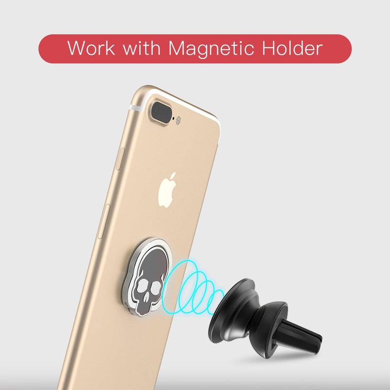 homEdge Cell Phone Skull Ring Grip Set of 2 Packs 360 Adjustable Finger Ring Holder Suitable for Magnetic Car Mount Kickstand for Cell PhoneBlack and White - Image 4