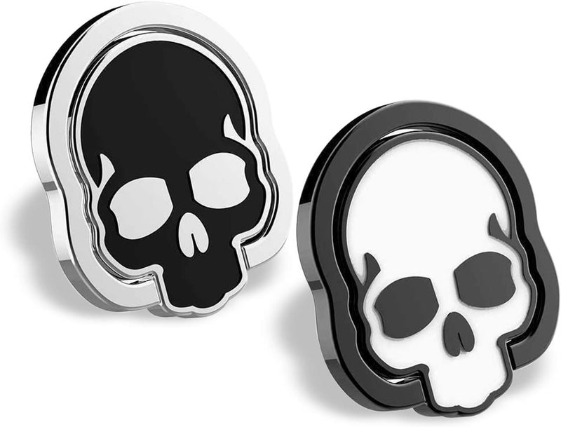 homEdge Cell Phone Skull Ring Grip Set of 2 Packs 360 Adjustable Finger Ring Holder Suitable for Magnetic Car Mount Kickstand for Cell PhoneBlack and White - Image 1
