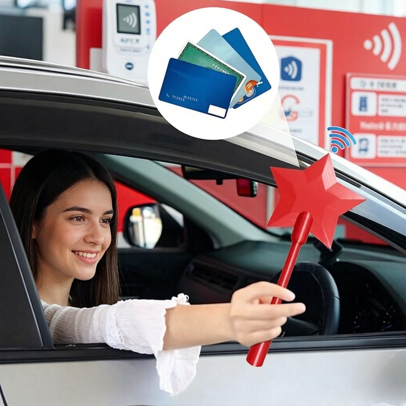 حامل بطاقات NFC مع عصا الدفع بنجمة خمسة الأشكال، عصا الدفع، عصا الدفع لاسلكية ثلاثية الأبعاد، حامل بطاقات بالعصا، عصا على شكل نجمة عيد الفصح باللون الأخضر - Image 3
