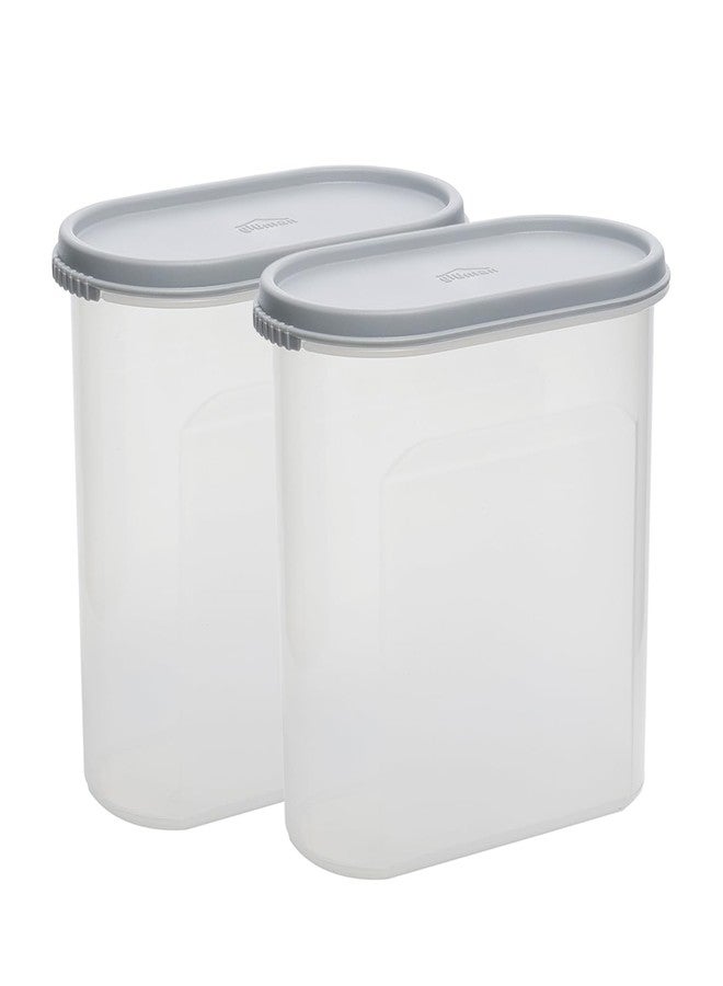 Gluman Modular Plastic Storage Containers with Lid | Airtight | BPA-Free | Set of 2 | 1.2 L (Grey) - Image 1