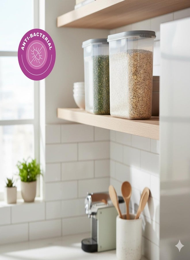 Gluman Modular Plastic Storage Containers with Lid | Airtight | BPA-Free | Set of 2 | 1.2 L (Grey) - Image 2