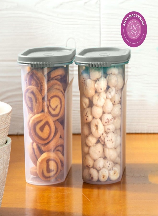 Gluman Modular Plastic Storage Containers with Lid | Airtight | BPA-Free | Set of 2 | 1.2 L (Grey) - Image 3