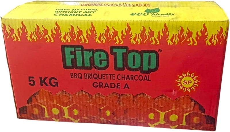 ALSAQER Fire Top BBQ Charcoal Briquettes - 5 kg | Long Hole Hexa Shape Sticks for Barbeque, Camping, Hiking, Picnic Events, Backyard Cooking and Desert Events - Image 2