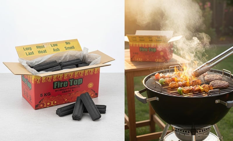 ALSAQER Fire Top BBQ Charcoal Briquettes - 5 kg | Long Hole Hexa Shape Sticks for Barbeque, Camping, Hiking, Picnic Events, Backyard Cooking and Desert Events - Image 3