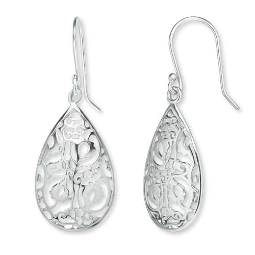 SEA OF ICE Teardrop Earrings for Women - Sterling Silver Dangle Filigree - Hook Earrings - Trendy Fashion Jewelry - Image 1