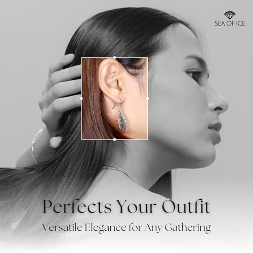 SEA OF ICE Teardrop Earrings for Women - Sterling Silver Dangle Filigree - Hook Earrings - Trendy Fashion Jewelry - Image 4
