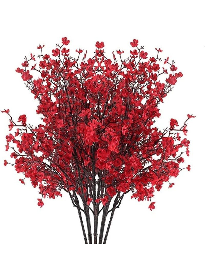 4 Bundles Artificial Flowers for Wedding Party Home Decor Floral Arrangement (Red) - Image 1