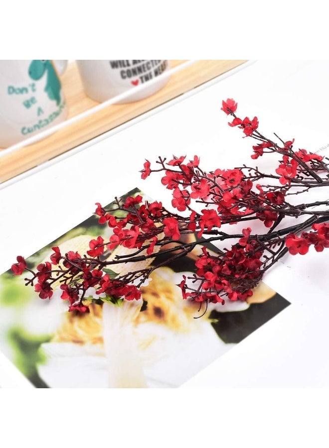4 Bundles Artificial Flowers for Wedding Party Home Decor Floral Arrangement (Red) - Image 4