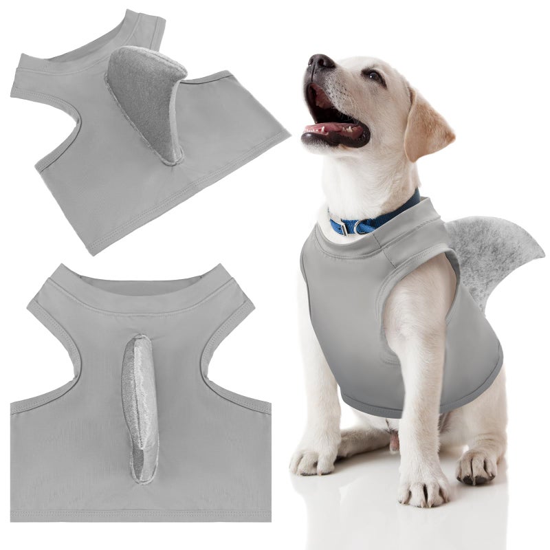 Clysee 2 Pcs Halloween Dog Shark Costumes Fish Fin Dog Costume for Dogs Puppy Cosplay Birthday Party Outfit(Large) - Image 1