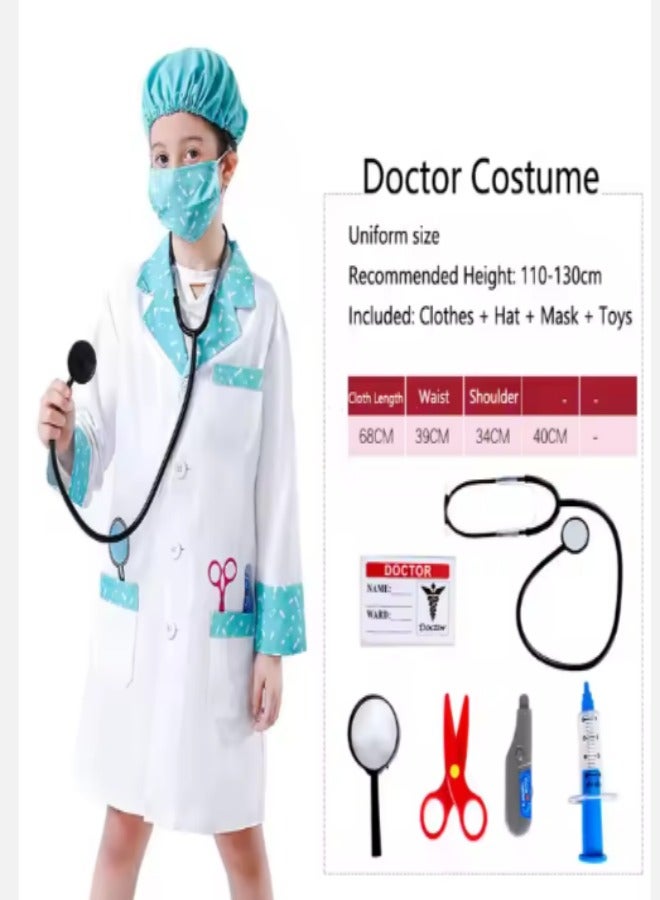 DUNISO Kids Doctor Costume,suitable for boys and girls to wear medical gowns, surgical prop suits, role-playing sets, equipped with hats, toys, and masks, suitable for heights of 110 to 130 centimeters  - Image 3