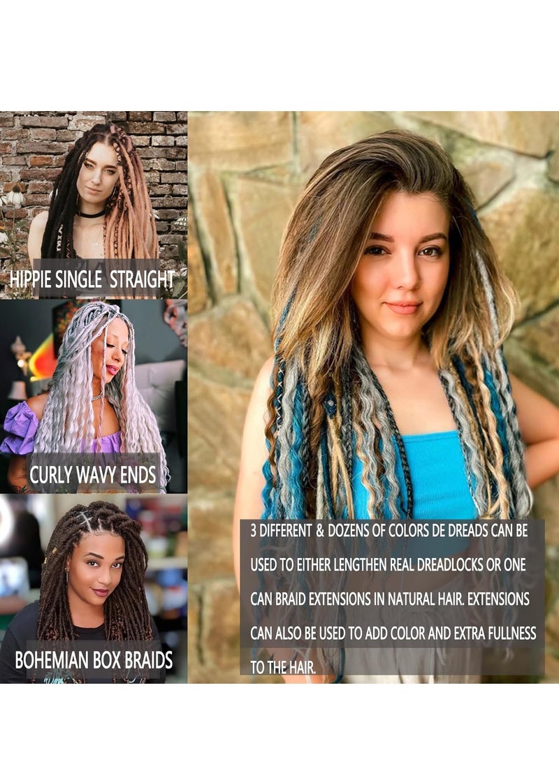 Barakah إضافات دريدلوك، شعر ضفائر بشري، 24 بوصة 10 خيوط إضافات دريدلوك صناعية مزدوجة النهاية، 3 في 1 نهايات مموجة مختلطة بأسلوب الهيبي بوهو - Image 2