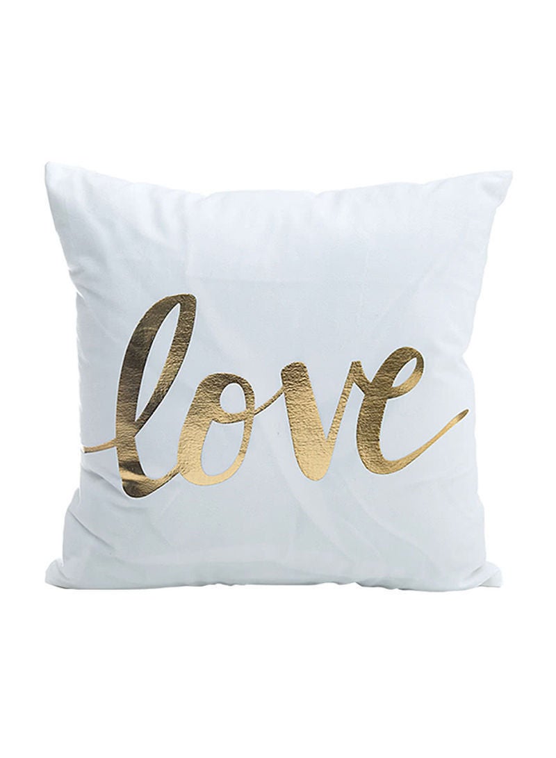 NIBEMINENT Decorative Pillow Case Cover Fabric White/Gold 24 x 24cm
