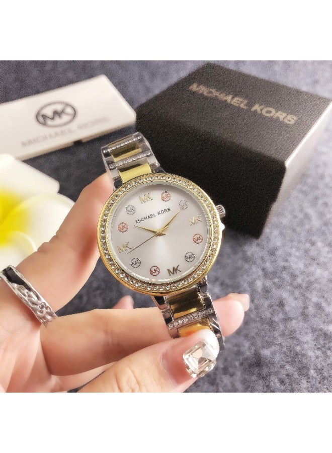 ام كي Michael Kors Two - Tone Crystal - Embellished Watch