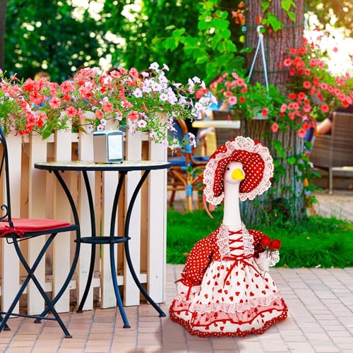 Ueyben Valentine's Day Porch Goose Outfit, Valentines Porch Goose Clothes for 23" Lawn Cement Plastic Gooses for Garden Yard Decoration - Image 5