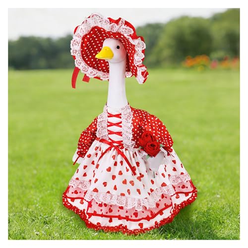 Ueyben Valentine's Day Porch Goose Outfit, Valentines Porch Goose Clothes for 23" Lawn Cement Plastic Gooses for Garden Yard Decoration - Image 1