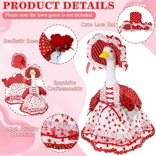 Ueyben Valentine's Day Porch Goose Outfit, Valentines Porch Goose Clothes for 23" Lawn Cement Plastic Gooses for Garden Yard Decoration - Image 3