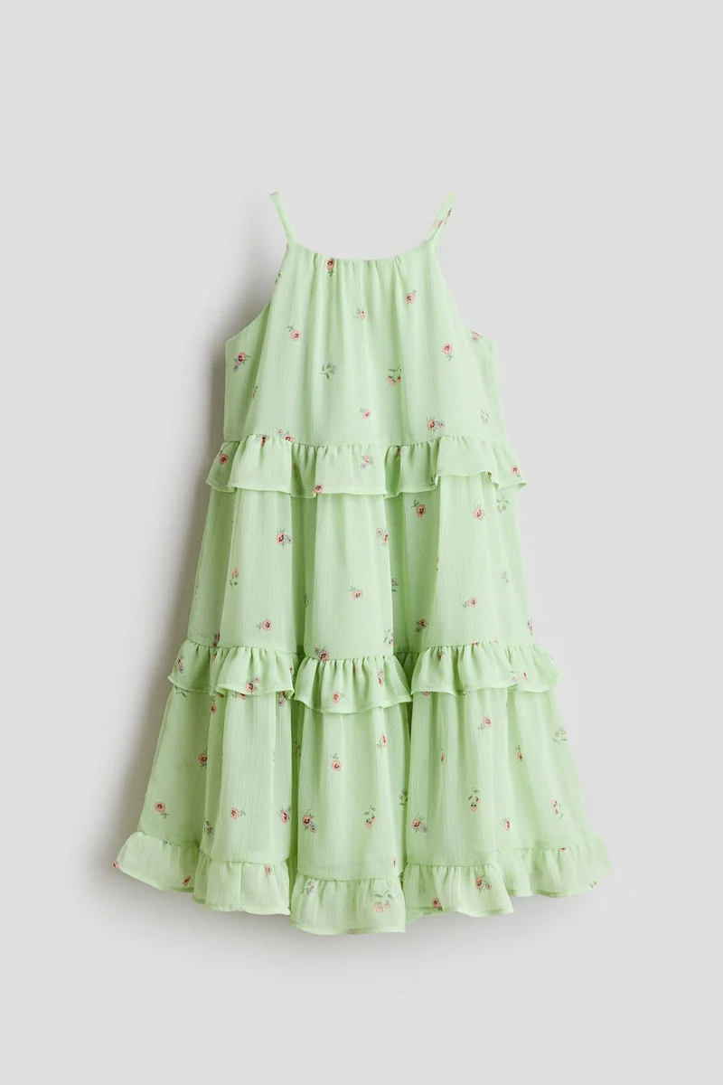 اتش اند ام فستان بحمالات كتف رفيعة وأطراف مكشكشة