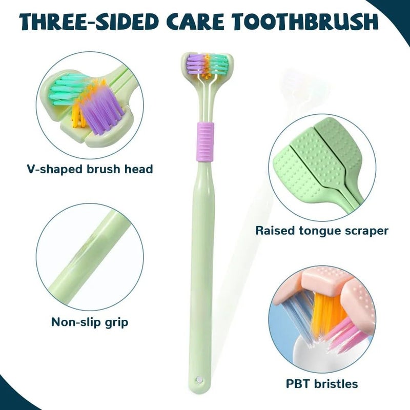 SHOPVILLA Three Sides Soft Silicone Brush Head Toothbrush, 3-Sided Ultra Soft Manual Operation Toothbrush Suitable For Aged 2-12, For Kid,Teen,Adult, Multicolor - Image 3
