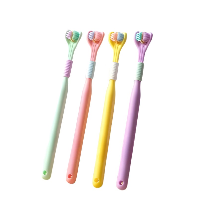 SHOPVILLA Three Sides Soft Silicone Brush Head Toothbrush, 3-Sided Ultra Soft Manual Operation Toothbrush Suitable For Aged 2-12, For Kid,Teen,Adult, Multicolor - Image 1