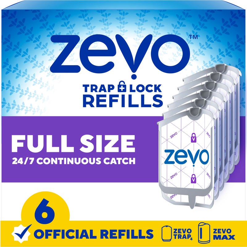 Zevo Flying Insect Trap Official Refill Cartridges - Fits Both Zevo Trap & MAX Indoor Fly Trap - Authentic Trap+Lock Technology to Catch Gnats, House & Fruit Flies (6 Official Refill Cartridges) - Image 1