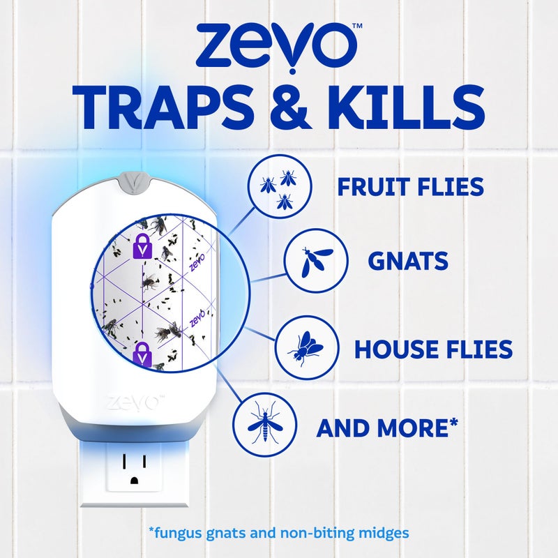 Zevo Flying Insect Trap Official Refill Cartridges - Fits Both Zevo Trap & MAX Indoor Fly Trap - Authentic Trap+Lock Technology to Catch Gnats, House & Fruit Flies (6 Official Refill Cartridges) - Image 4