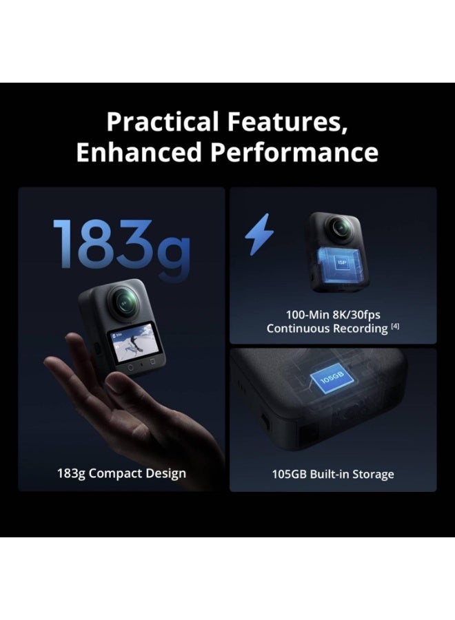 Osmo DJI Osmo 360 Standard Combo, 360 Camera With 1-Inch 360° Imaging, Native 8K 360° Video, 4K/120fps & 170° Boost Video, 120MP 360° Photo, 100-Min 8K Recording, Waterproof, Action Camera for Sports, Vlog - Image 3