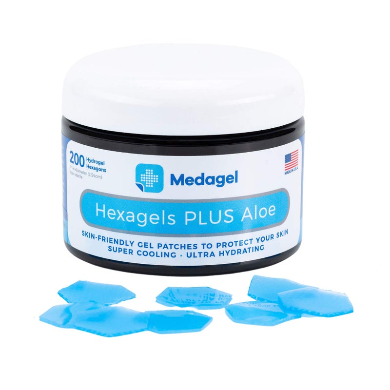 Medagel Hexagels Plus Aloe Vera - Hydrogel Pads Protection & Treatment | Blister Prevention | Instant Cooling and Soothing Relief of Skin Irritations | 200ct Hexagon Pads (Original Formula) - Image 2