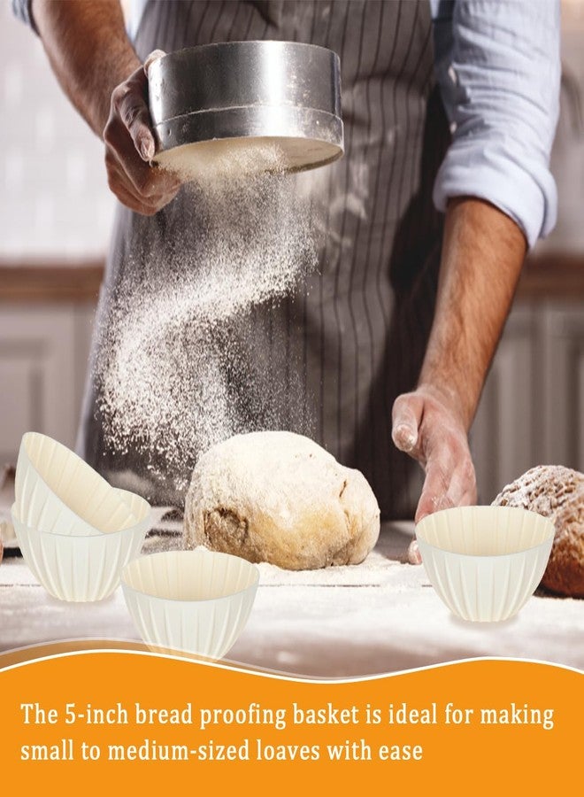 مجموعة سلال تخمير العجين من بانيتون مقاس 5 بوصات، 10 قطع، سلال تخمير صغيرة الحجم من بانيتون لقوالب خبز العجين المخمر، لوازم خبز الخبز (بيج) - Image 2