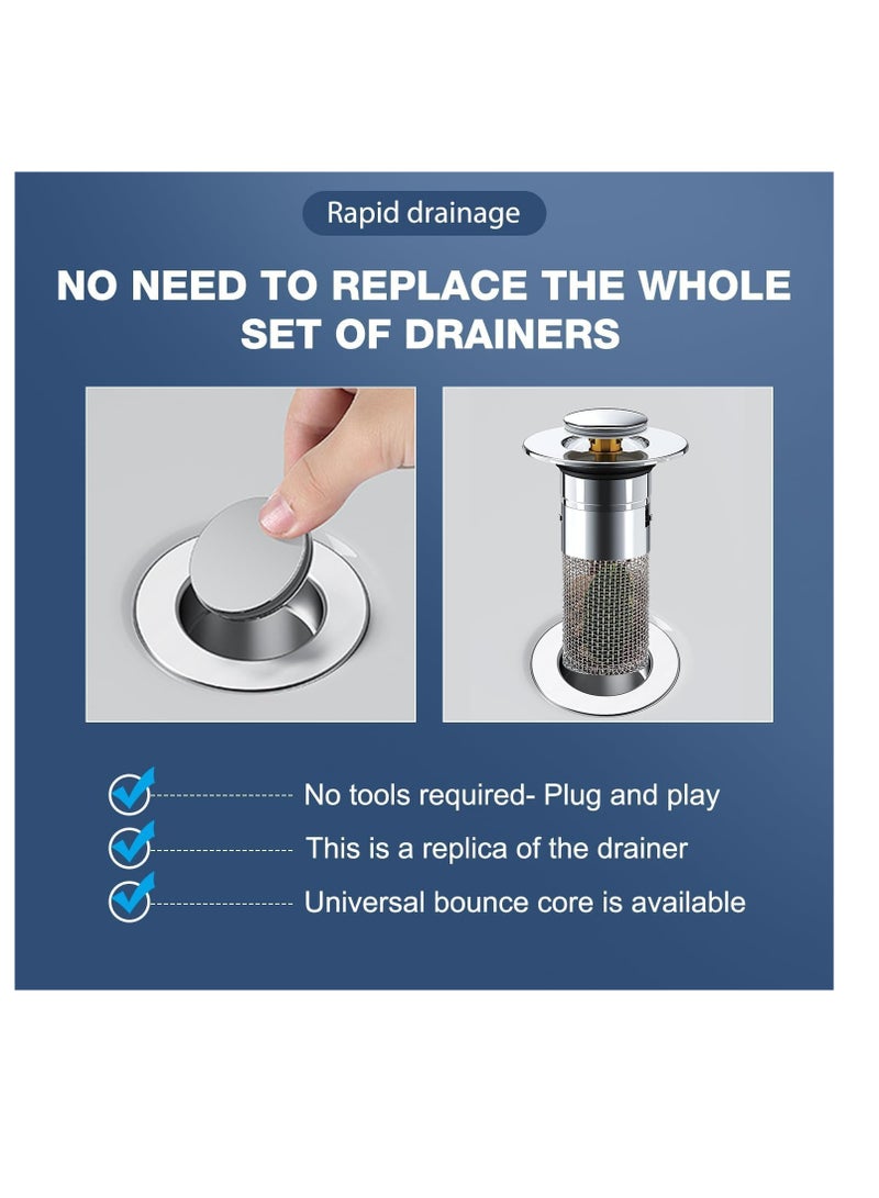 Excefore Pop Up Bathroom Sink Drain Strainer, Hair Catcher, Stainless Steel Floor Drain Filter, Removable Basin Drain Filter for Universal Sink Stopper Replacement  - Image 3