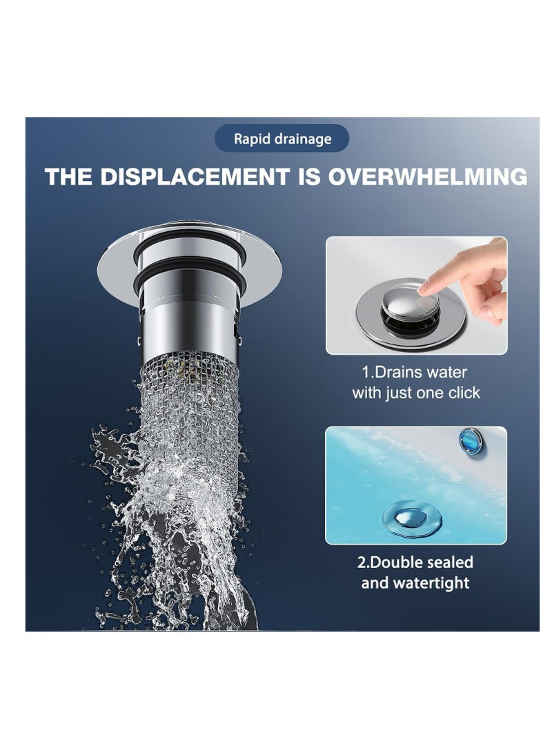 Excefore Pop Up Bathroom Sink Drain Strainer, Hair Catcher, Stainless Steel Floor Drain Filter, Removable Basin Drain Filter for Universal Sink Stopper Replacement  - Image 5