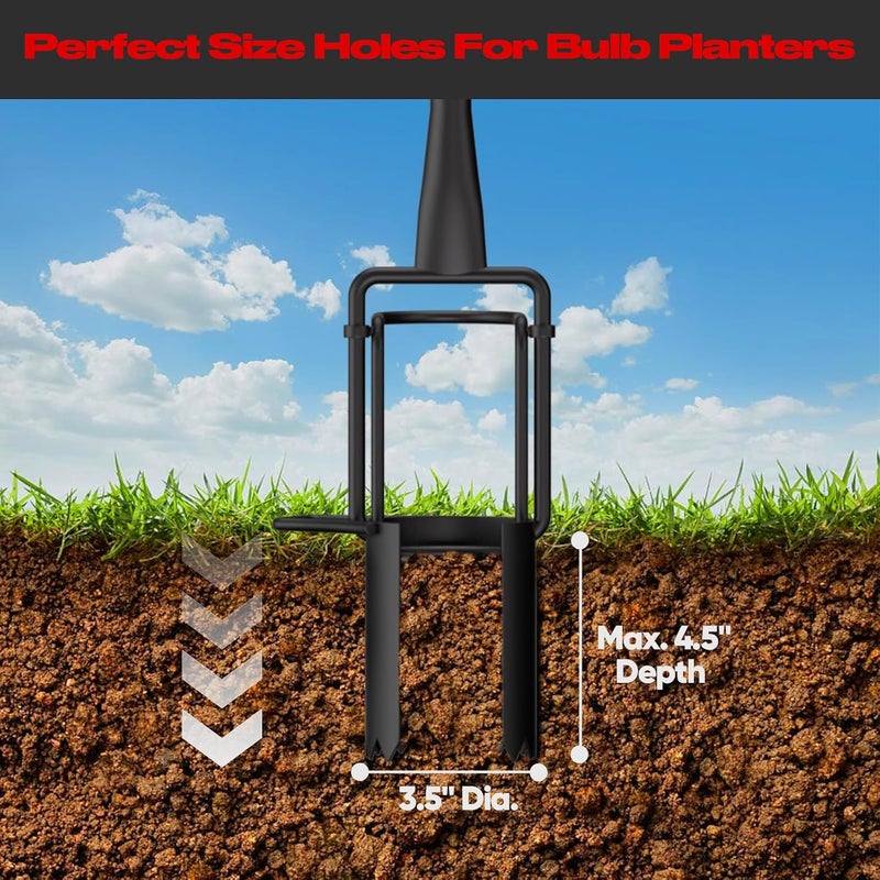 FLORA GUARD Long Handle Bulb Planter Tool, Standing Gardening Bulb Transplanter, Turf Remover Lawn Inserter - for Digging Holes - Image 3