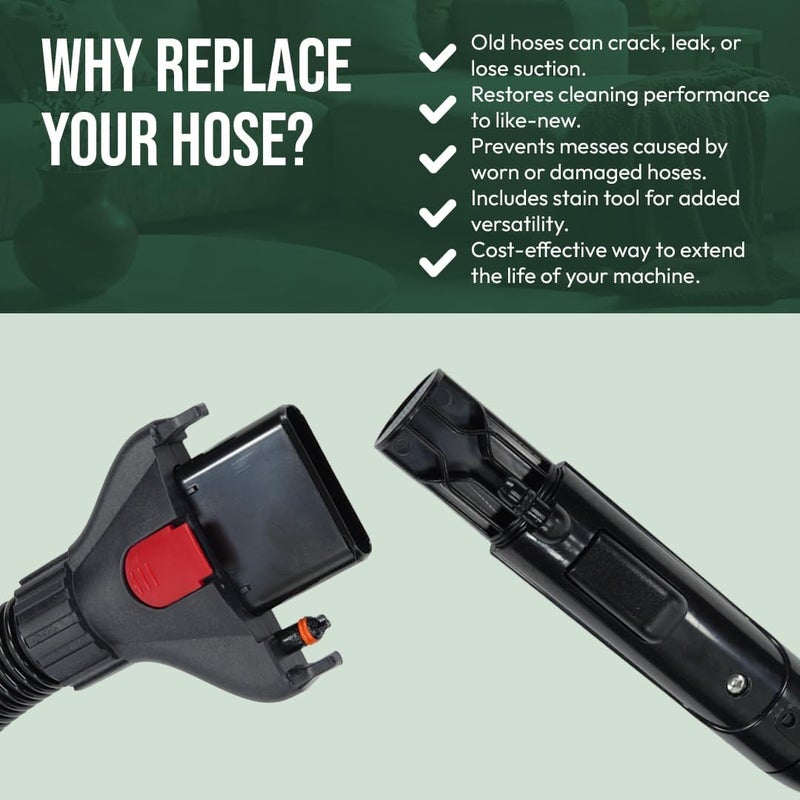 Selgo Replacement 8-Foot Hose Assembly with 3" Tough Stain Brush & Self-Cleaning Tools for Bissell Carpet Cleaners TurboClean, ProHeat 2x Revolution Pet, and HydroSteam, Bissell Carpet Cleaner Parts - Image 4
