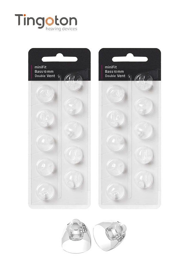 general Tingoton Hearing Aid Domes for Oticon MiniFit Double Vent Bass Domes: 2 Packs (10mm), Universal Domes for Oticon Hearing Aid Supplies - Image 1