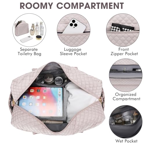 LUOCIP Travel Duffel Bags for Women with Shoe Compartment, Weekender Overnight Bag with Wet Pocket & Toiletry Bag, Carry On Personal Item Bag, Travel Tote Gym Bag, Hospital Bags for Labor and Delivery - Image 4