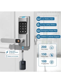 Excefore Smart Keypad Door Lock with Handle - Fingerprint Door Lock, Keyless Entry Electronic Door Lock, 6 in 1 APP Control/Fingerprints/IC Cards/Passcode/Keys Biometric Front Door Lock for Home Office  - Image 5