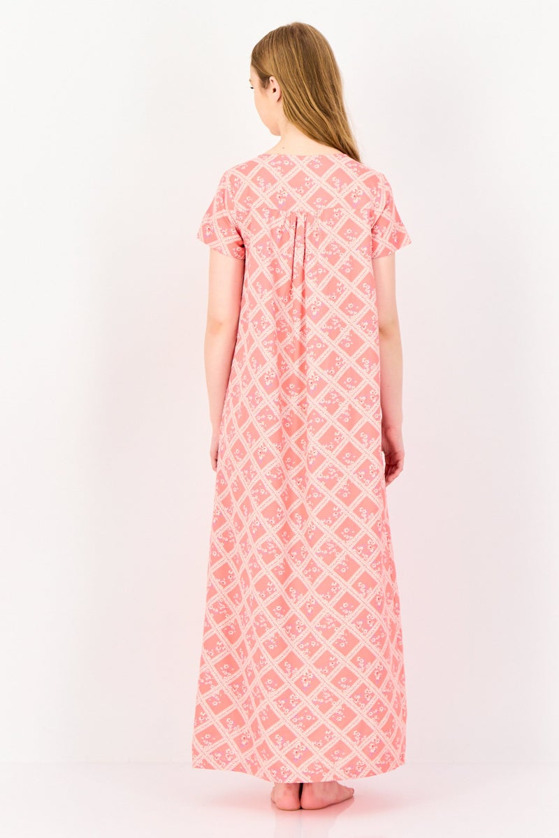 zivame Women Allover Print Short Sleeves Sleeping Dress, Multicolor - Image 2