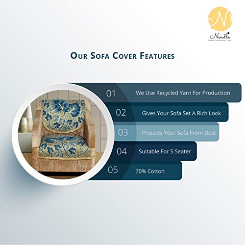 Nendle Poly Cotton, Jacquard Sofa Cover Set Of 3+2, FIROZI - Image 5