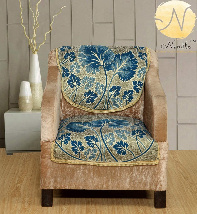 Nendle Poly Cotton, Jacquard Sofa Cover Set Of 3+2, FIROZI - Image 3