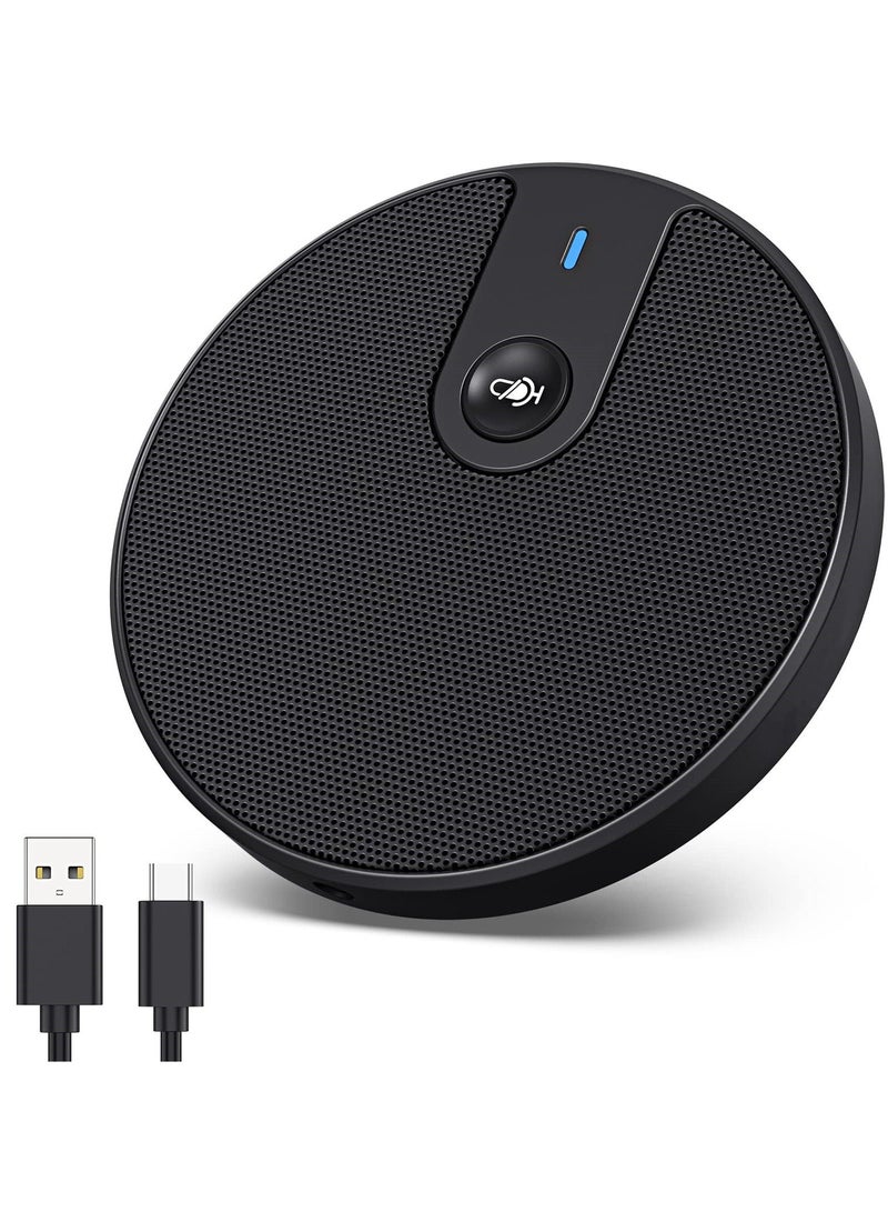 Conference Microphone, 360° Omnidirectional Condenser Microphone for Video Conference, Zoom Meeting, Skype Chatting, Plug & Play with 3.5mm Aux Jack, USB and Mute Button - Image 1