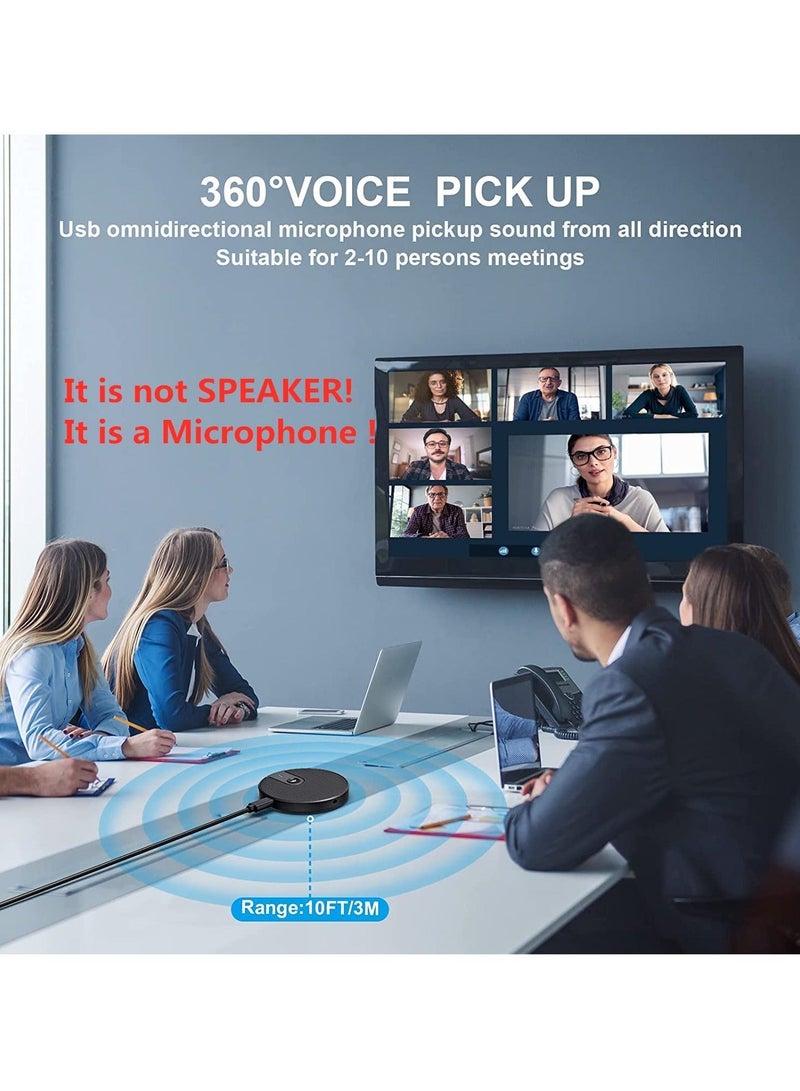 Conference Microphone, 360° Omnidirectional Condenser Microphone for Video Conference, Zoom Meeting, Skype Chatting, Plug & Play with 3.5mm Aux Jack, USB and Mute Button - Image 2