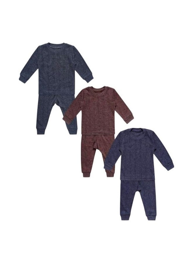 BONUM Latest Winter Wear Thermal Innerwear Top & Full Pant Woolen Warmer Combo Set for Girls Boys, Kids Unisex Body Warmer Thermal (Set of 3) - Image 1