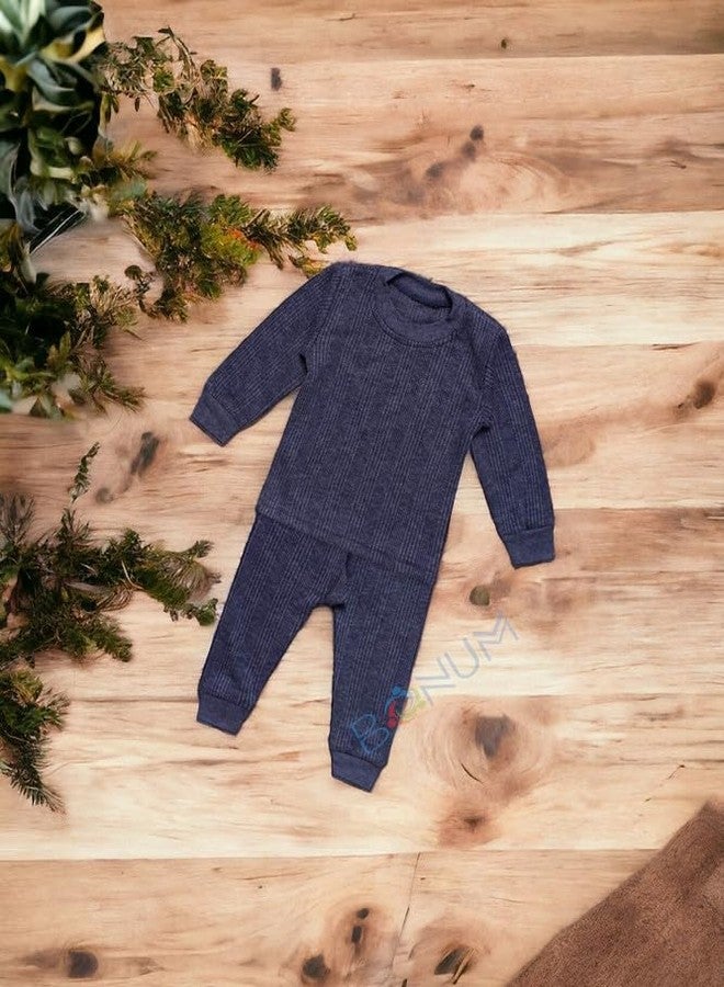 BONUM Latest Winter Wear Thermal Innerwear Top & Full Pant Woolen Warmer Combo Set for Girls Boys, Kids Unisex Body Warmer Thermal (Set of 3) - Image 4