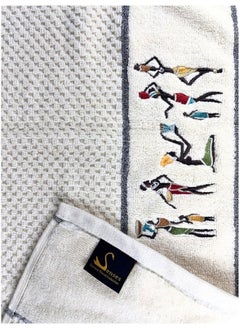 SENSES SENSES by Riba All Cotton 550 GSM Embroidered Towel Set for Bath | Quick Drying, Highly Absorbant, Great for Gifting - Pack of 4-2pcs Bath + 2pcs Hand Towels, Ivory (Style 9)  - Image 4