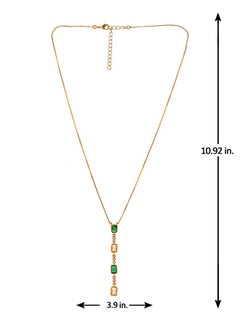 VOYLLA Mothers Day Green and Yellow Emerald CZ Pendant Set with Dangler Earrings  - Image 5