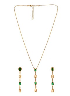 VOYLLA Mothers Day Green and Yellow Emerald CZ Pendant Set with Dangler Earrings  - Image 2