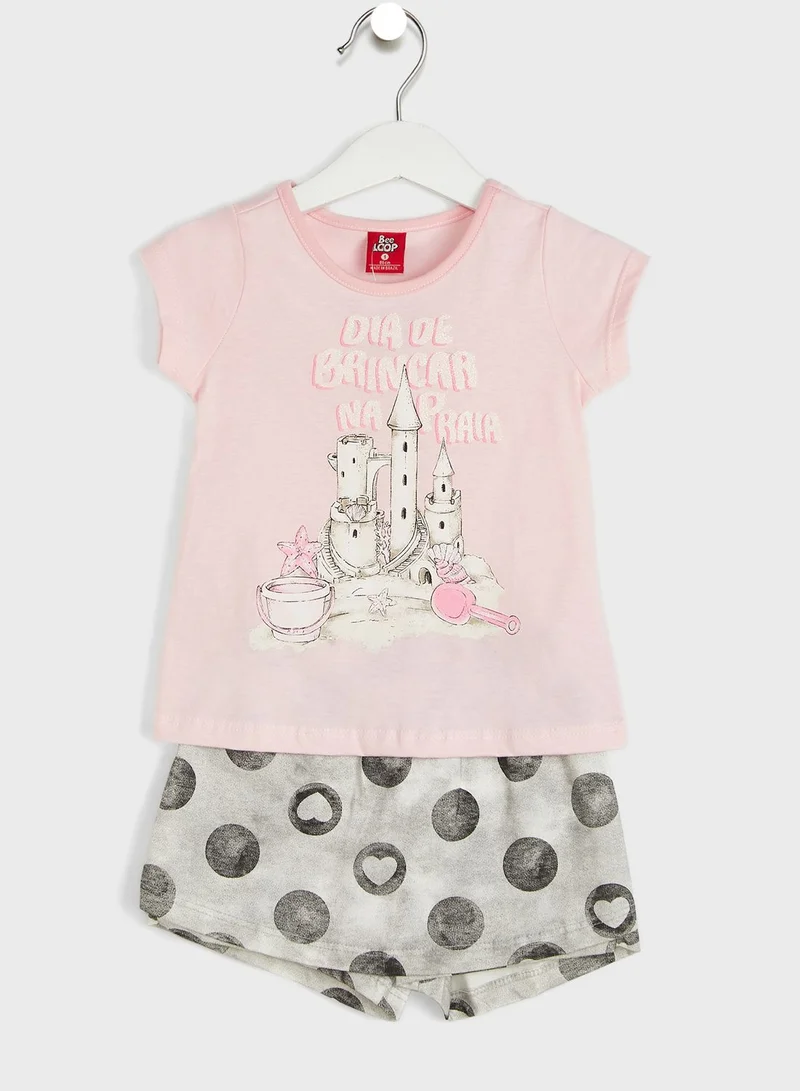 Bee Loop Infant Printed Blouse And Shorts Set