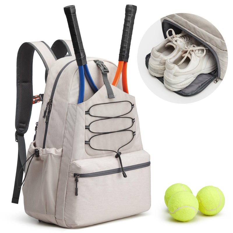 G4Free Tennis Bag Tennis Backpack for Women Men Large Pickleball Bag Holds 4 Rackets with Shoe Compartment Ivory L Casual Daypack - Image 2