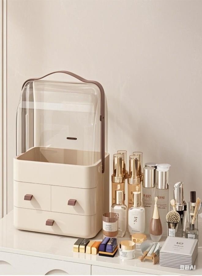 Large-capacity dust-proof cosmetic storage box, light luxury transparent desktop dressing table, skin care lipstick storage rack and organizing box - Image 3