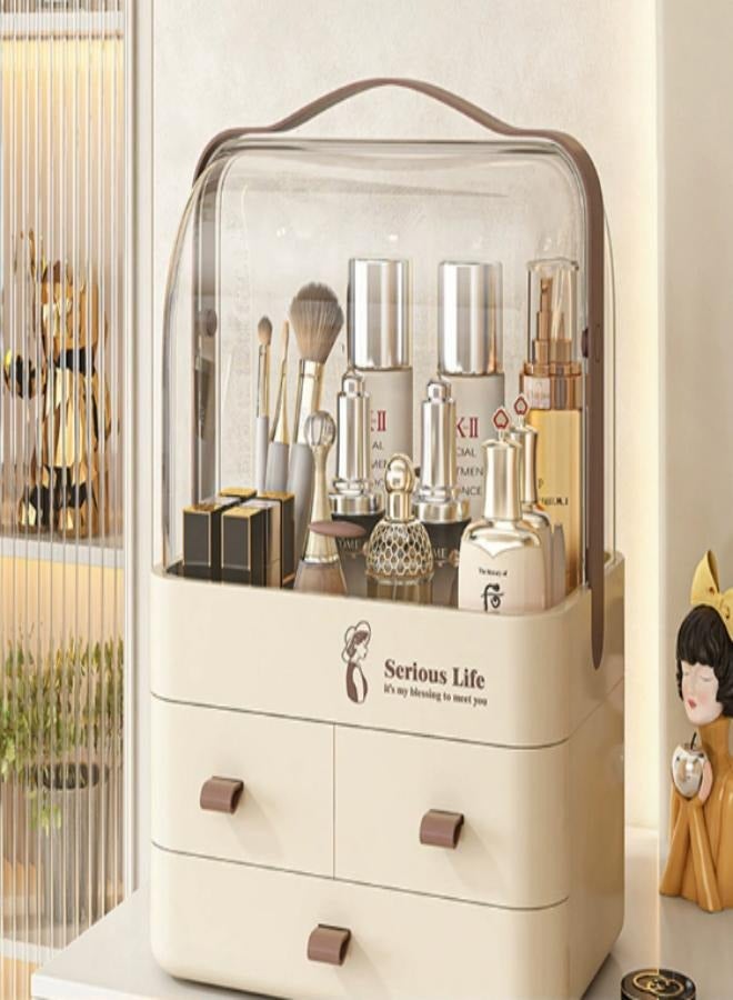 Large-capacity dust-proof cosmetic storage box, light luxury transparent desktop dressing table, skin care lipstick storage rack and organizing box - Image 2